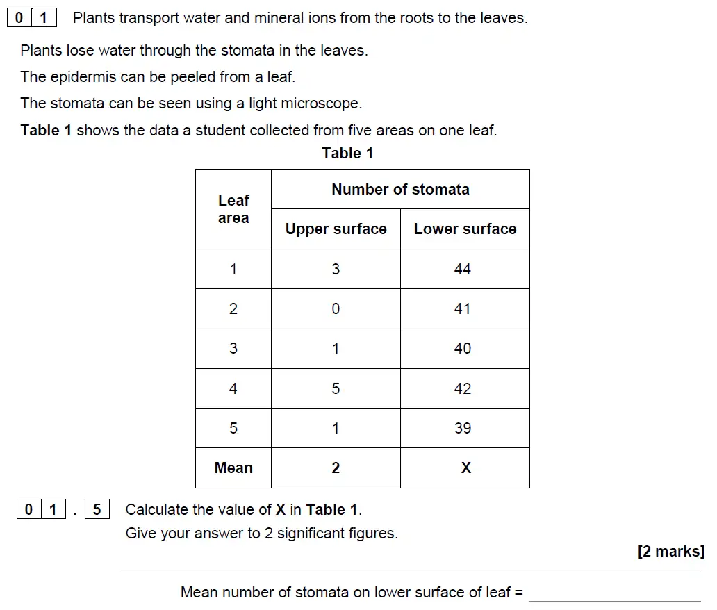 Question 5 - GCSE AQA Higher Biology Specimen Paper 1