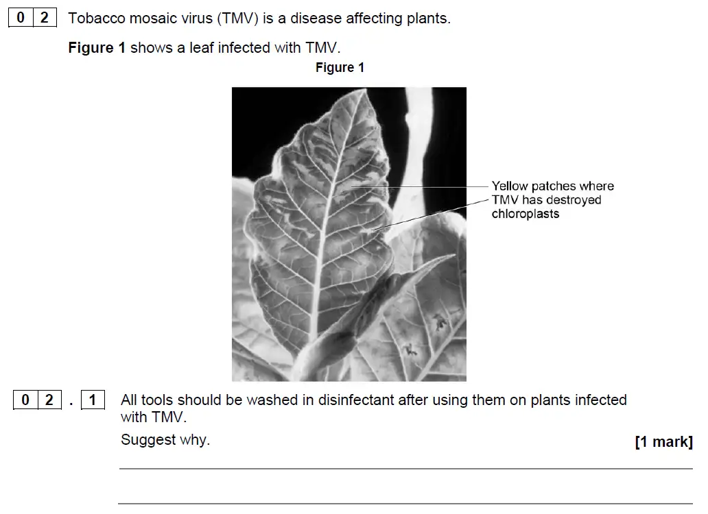 Question 7 - GCSE AQA Higher Biology Specimen Paper 1