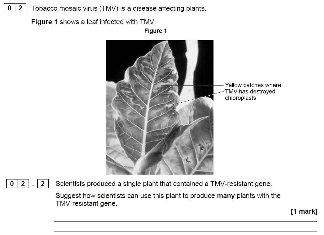 Question 8 - GCSE AQA Higher Biology Specimen Paper 1