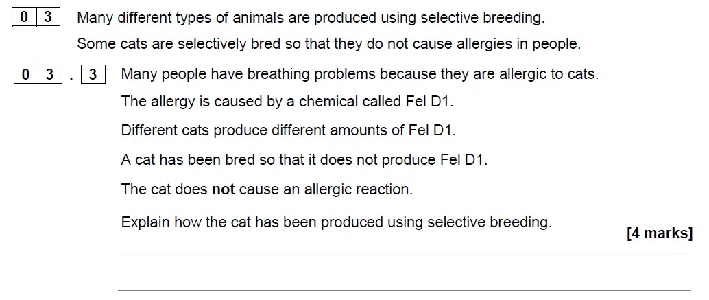 Question 12 - GCSE AQA Higher Biology Specimen Paper 2