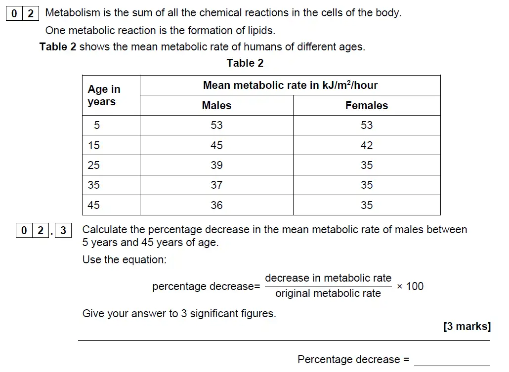 Question 12 - GCSE AQA Higher Biology Past Paper 1 - June 2018