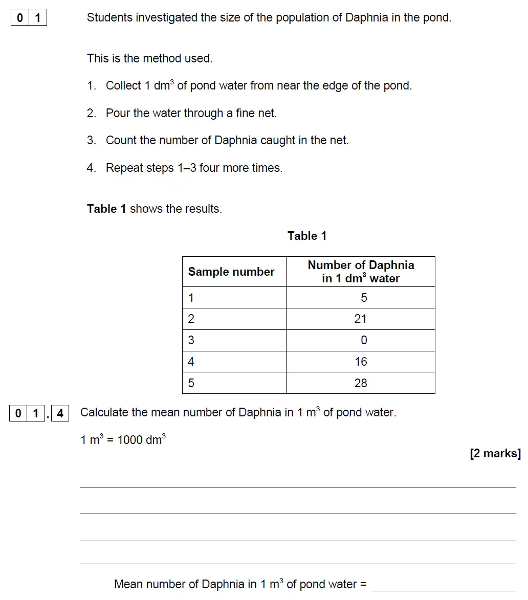 Question 4 - GCSE AQA Higher Biology Past Paper 2 - June 2019