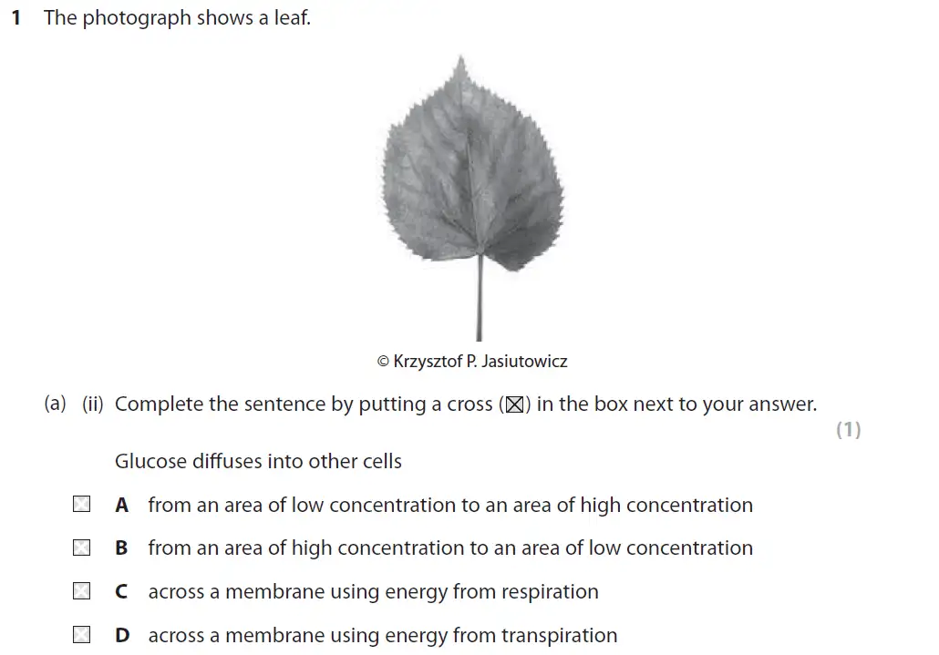 Question 2 - GCSE Edexcel Foundation Biology Past Paper 2 - June 2017