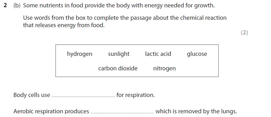 Question 7 - GCSE Edexcel Foundation Biology Past Paper 2 - June 2017