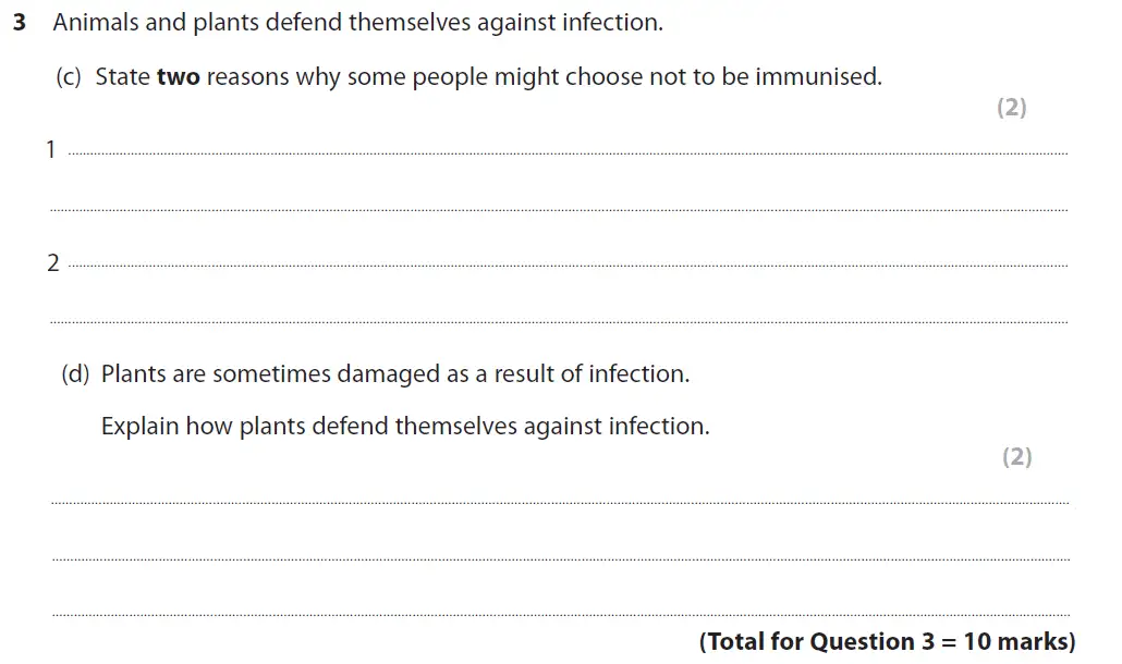 Question 12 - GCSE Edexcel Foundation Biology Past Paper 3 - June 2017