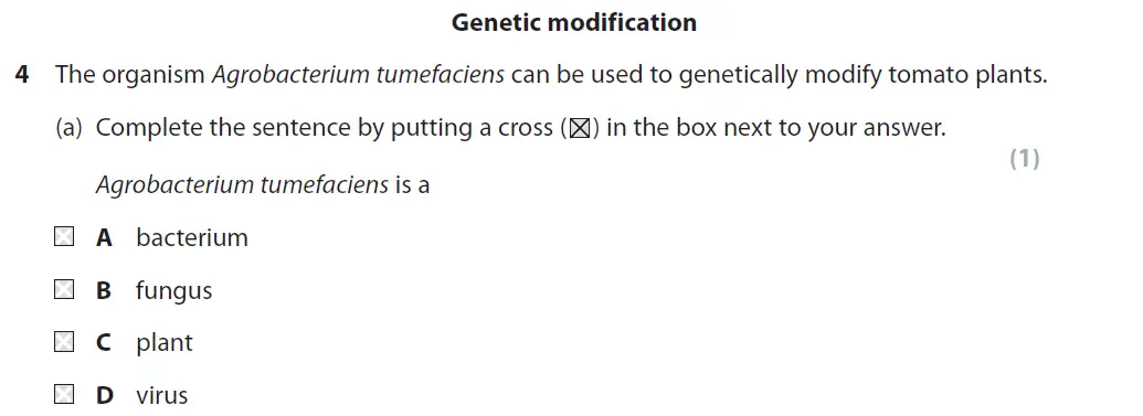Question 13 - GCSE Edexcel Foundation Biology Past Paper 3 - June 2017