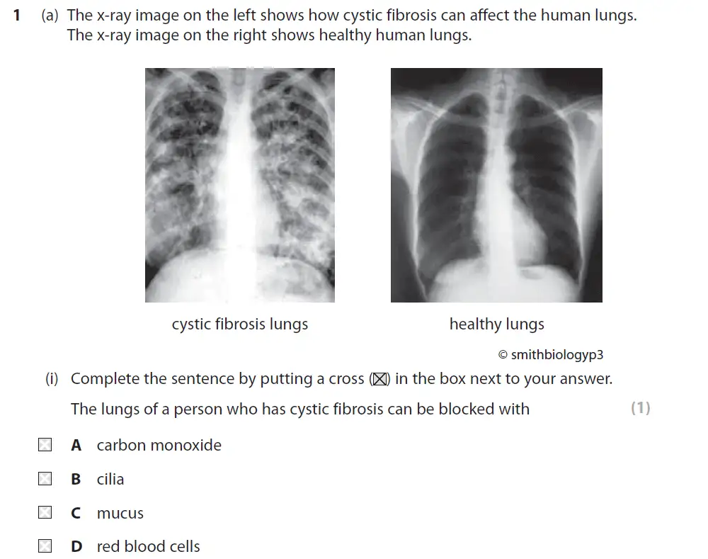 Question 1 - GCSE Edexcel Higher Biology Past Paper 1 - June 2017