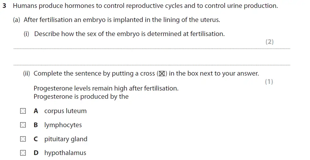 Question 11 - GCSE Edexcel Higher Biology Past Paper 3 - June 2017