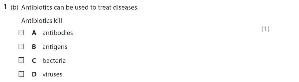 Question 2 - GCSE Edexcel Foundation Biology Past Paper 1 - June 2018