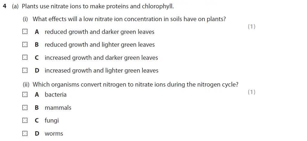 Question 12 - GCSE Edexcel Foundation Biology Past Paper 2 - June 2018