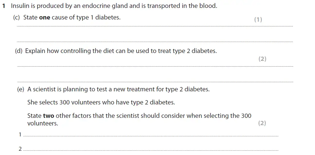 Question 3 - GCSE Edexcel Foundation Biology Past Paper 2 - June 2018