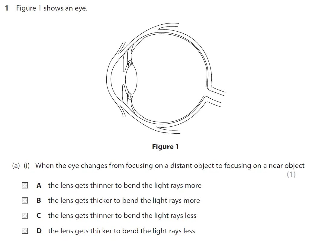 Question 1 - GCSE Edexcel Higher Biology Past Paper 1 - November 2018