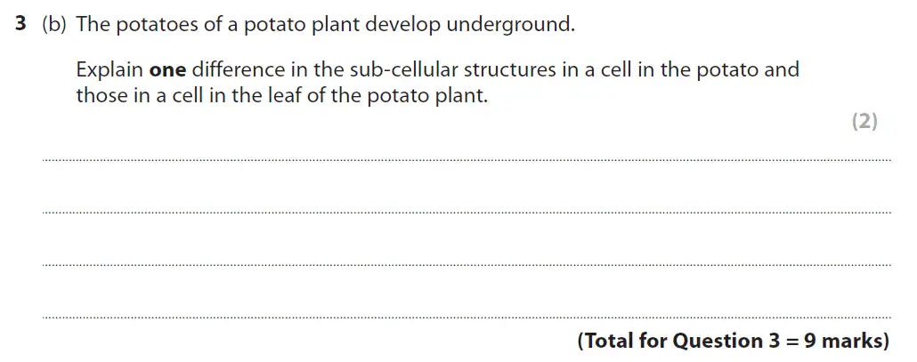 Question 11 - GCSE Edexcel Higher Biology Past Paper 1 - November 2018