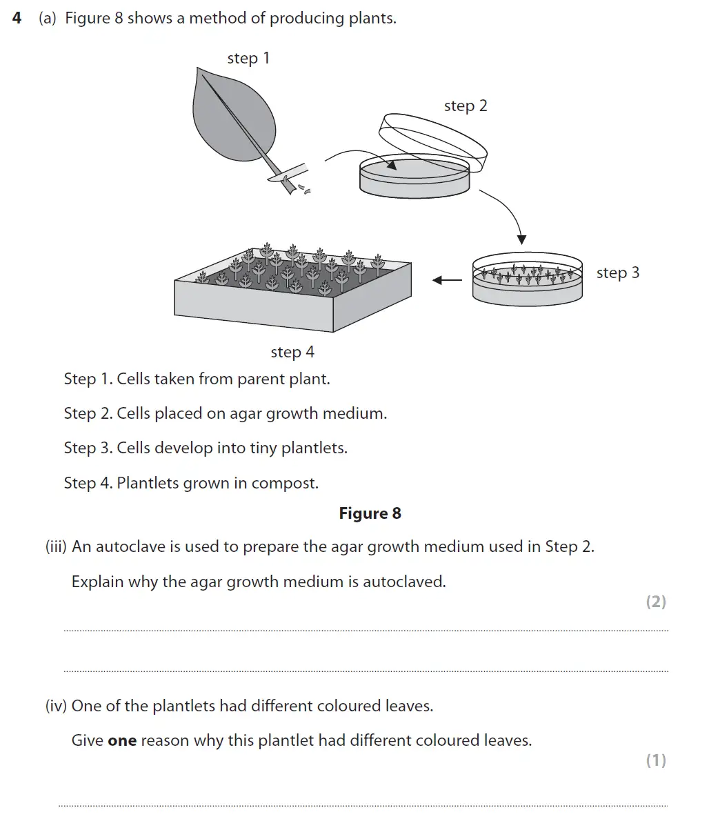 Question 13 - GCSE Edexcel Higher Biology Past Paper 1 - November 2018