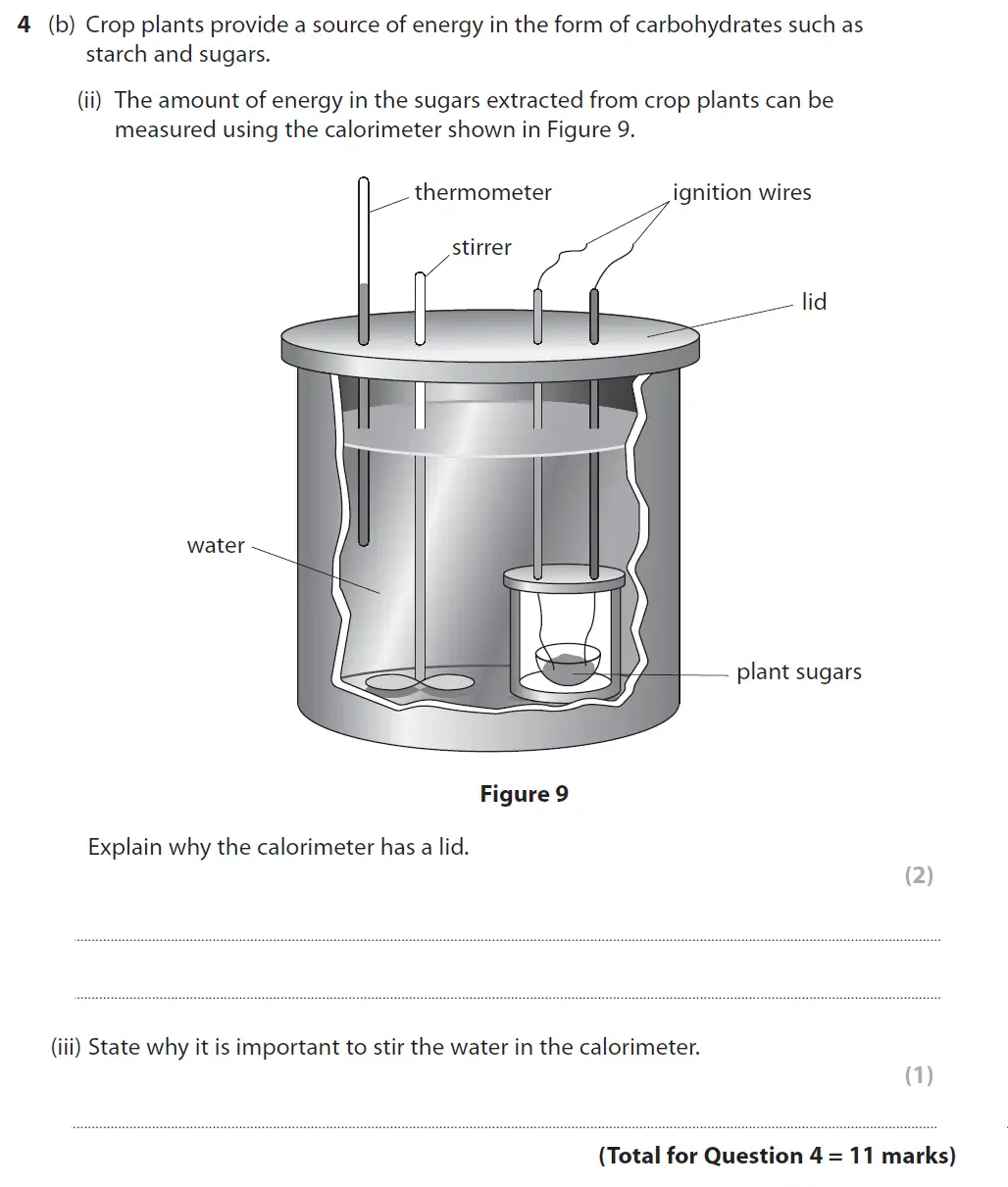Question 15 - GCSE Edexcel Higher Biology Past Paper 1 - November 2018