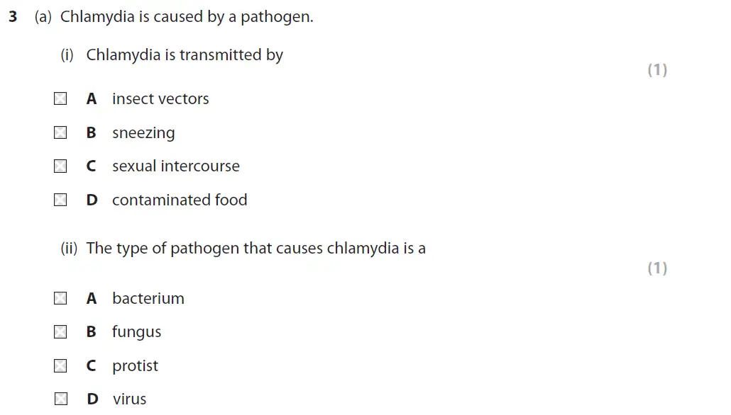 Question 10 - GCSE Edexcel Foundation Biology Past Paper 1 - June 2019