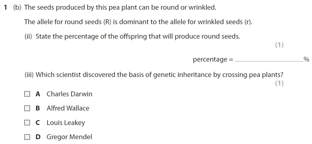Question 4 - GCSE Edexcel Foundation Biology Past Paper 1 - June 2019