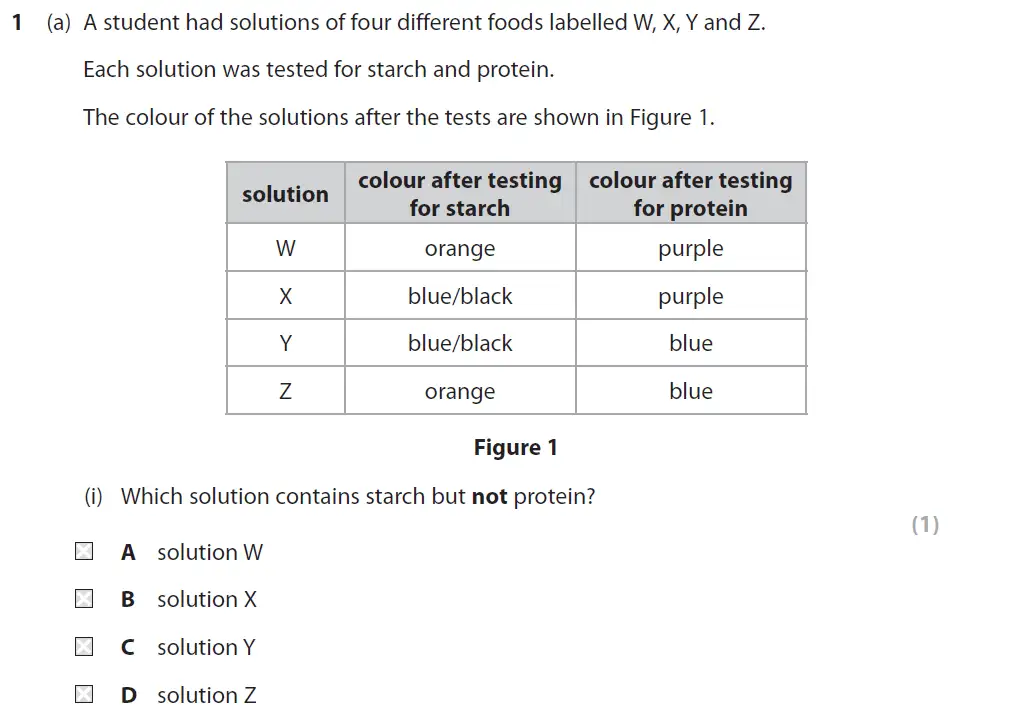 Question 1 - GCSE Edexcel Higher Biology Past Paper 1 - June 2019