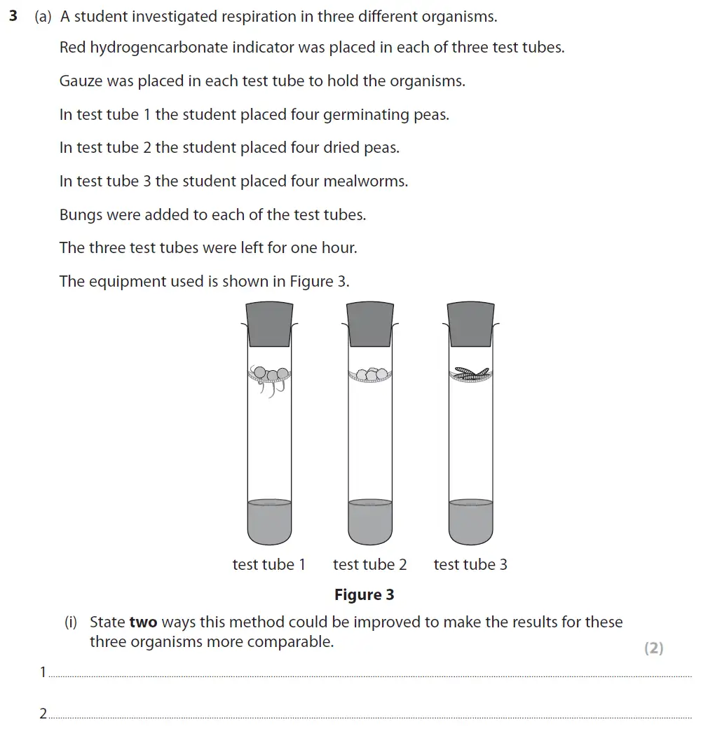 Question 9 - GCSE Edexcel Higher Biology Past Paper 2 - June 2019