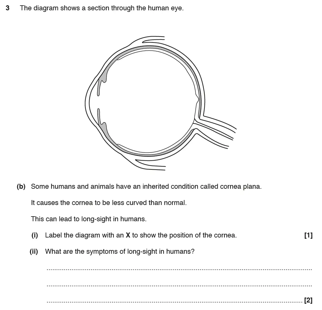 Question 10 - GCSE OCR Foundation Biology Past Paper 1 - June 2017