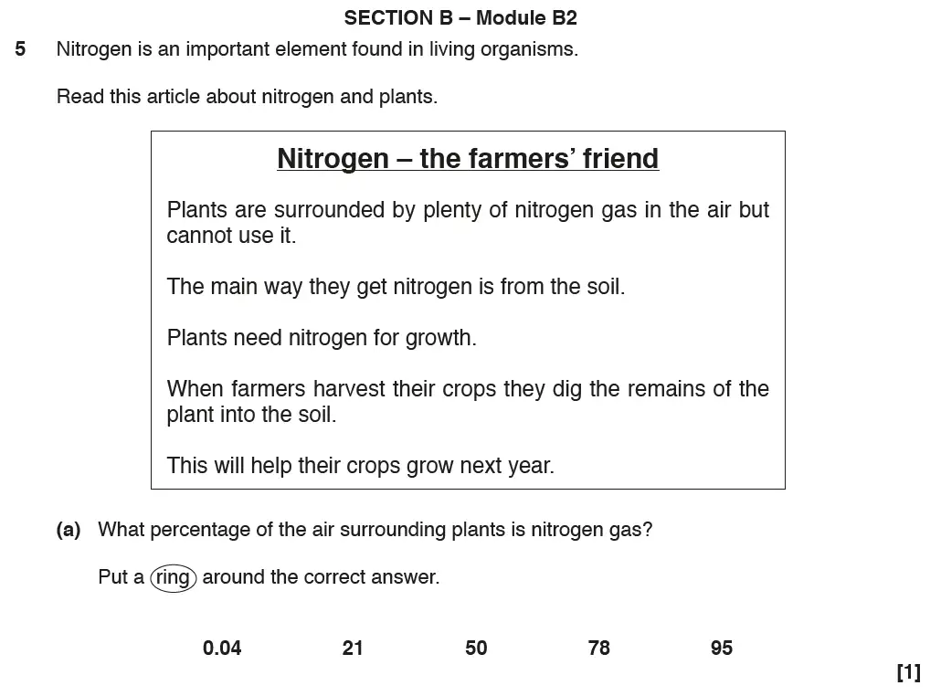 Question 13 - GCSE OCR Foundation Biology Past Paper 1 - June 2017