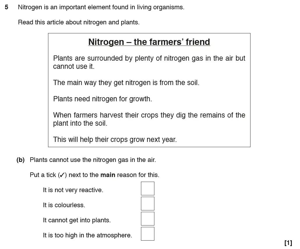Question 14 - GCSE OCR Foundation Biology Past Paper 1 - June 2017
