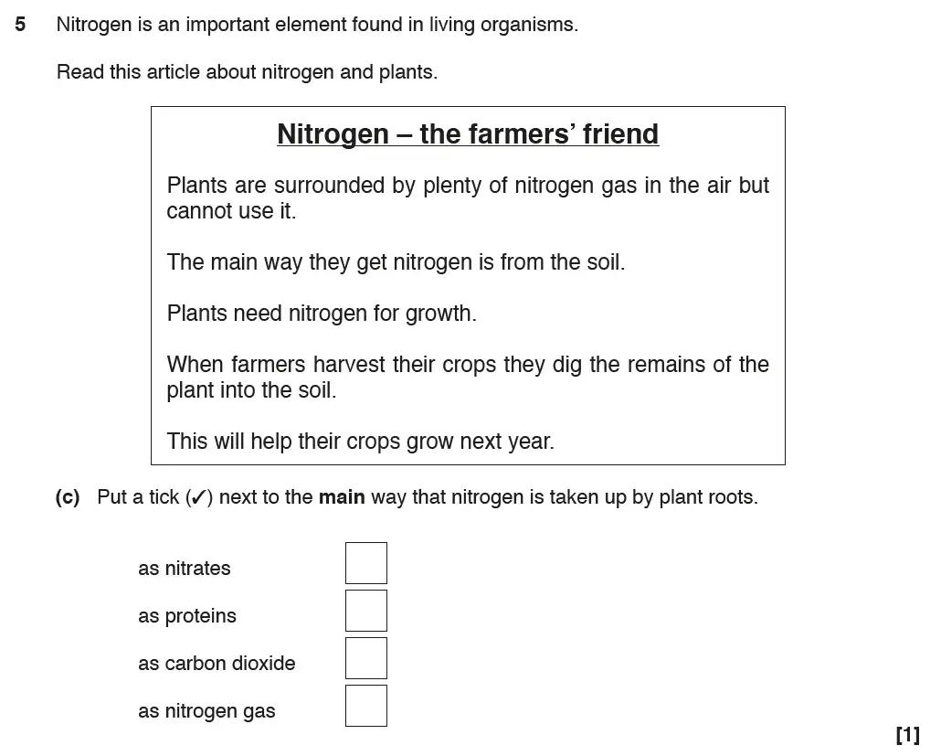 Question 15 - GCSE OCR Foundation Biology Past Paper 1 - June 2017