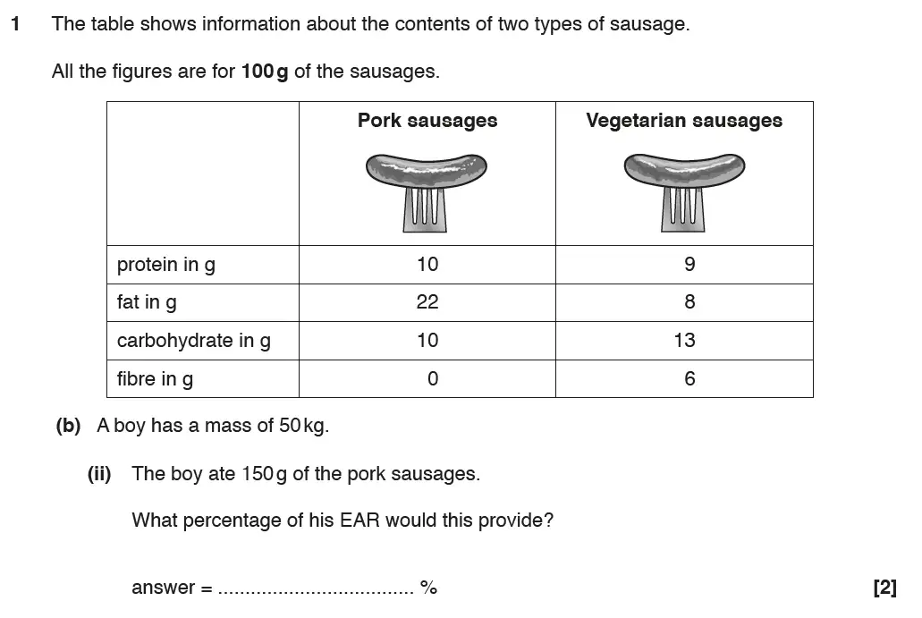 Question 3 - GCSE OCR Foundation Biology Past Paper 1 - June 2017