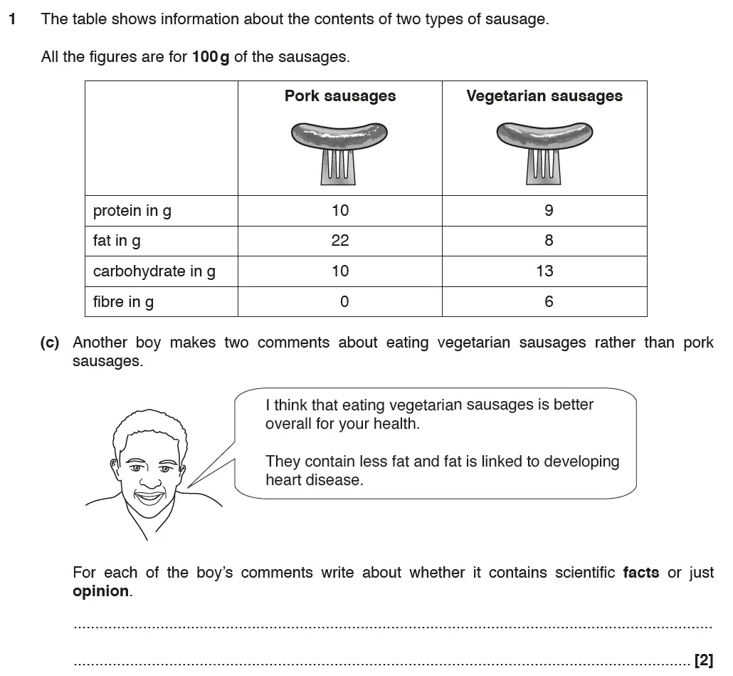 Question 4 - GCSE OCR Foundation Biology Past Paper 1 - June 2017