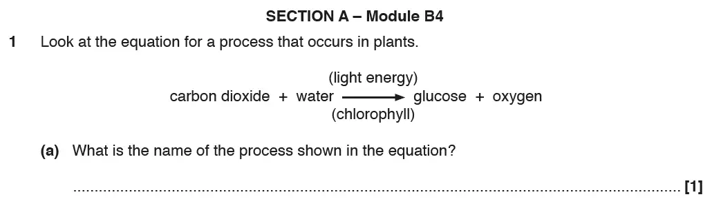 Question 1 - GCSE OCR Foundation Biology Past Paper 2 - June 2017