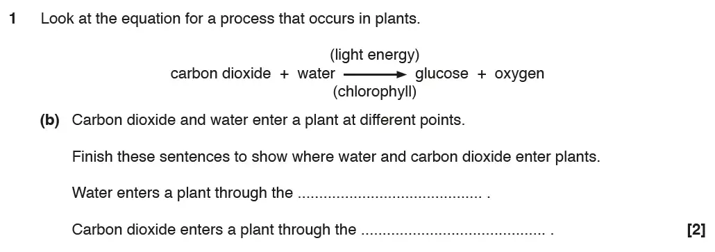 Question 2 - GCSE OCR Foundation Biology Past Paper 2 - June 2017