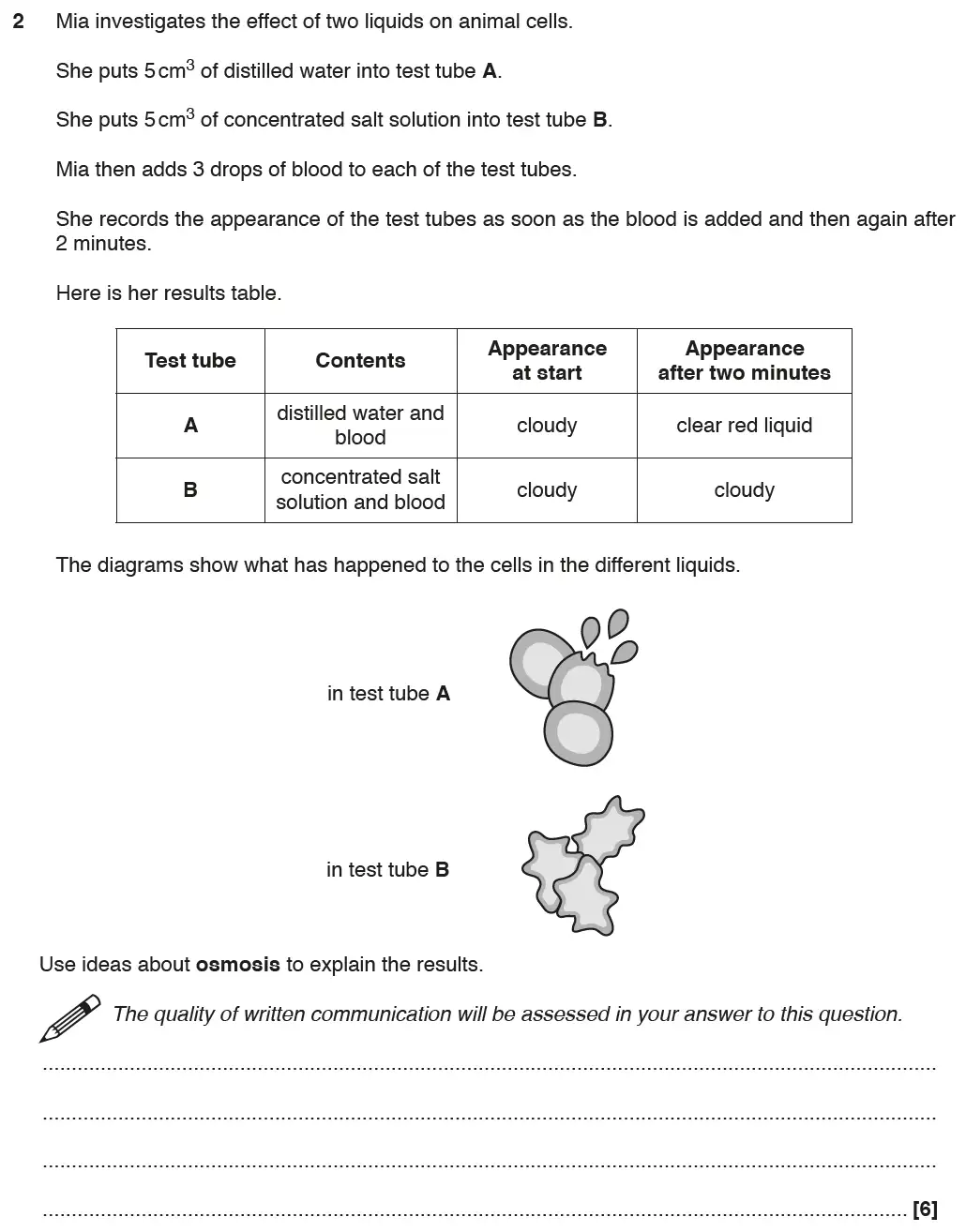 Question 4 - GCSE OCR Foundation Biology Past Paper 2 - June 2017