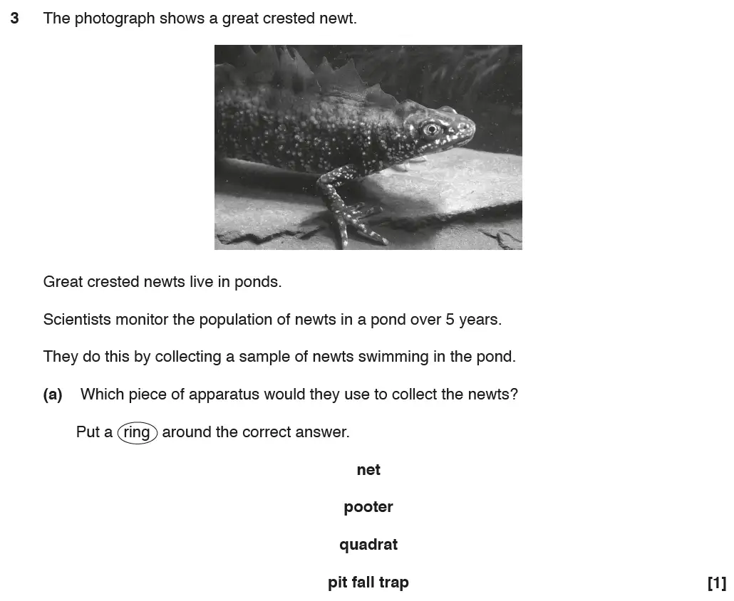 Question 5 - GCSE OCR Foundation Biology Past Paper 2 - June 2017