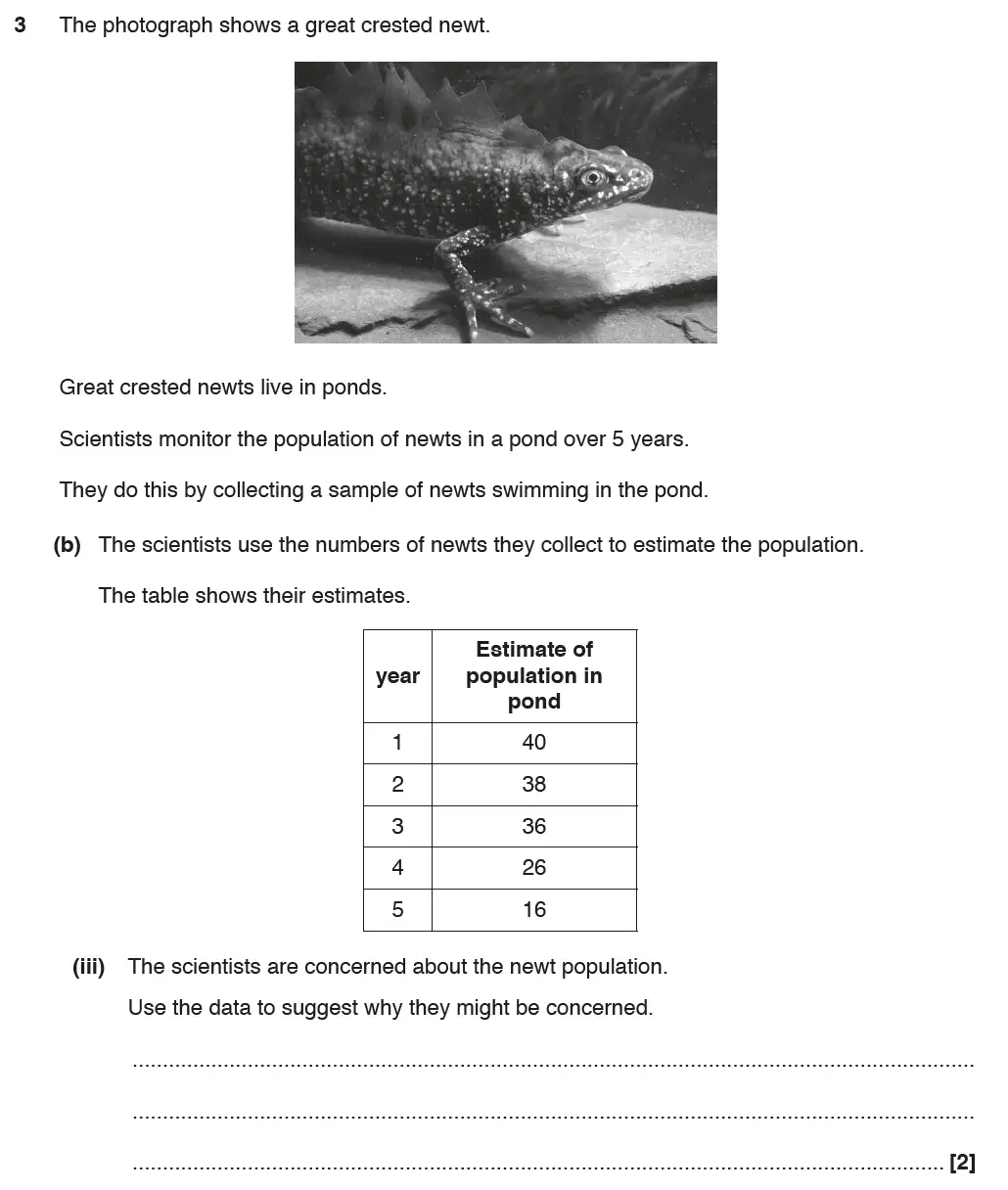 Question 7 - GCSE OCR Foundation Biology Past Paper 2 - June 2017