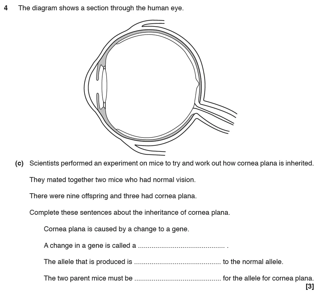 Question 10 - GCSE OCR Higher Biology Past Paper 1 - June 2017