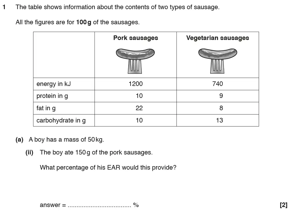 Question 2 - GCSE OCR Higher Biology Past Paper 1 - June 2017