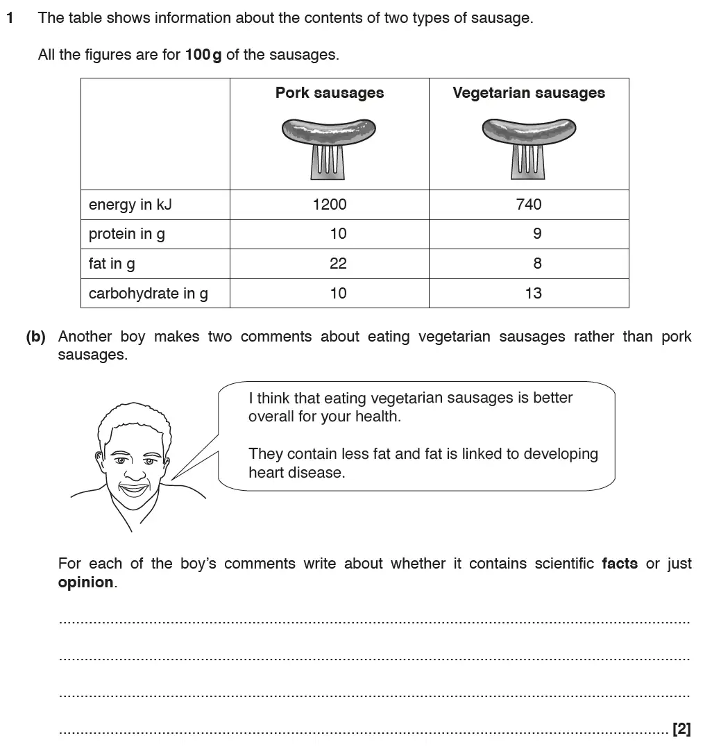 Question 3 - GCSE OCR Higher Biology Past Paper 1 - June 2017