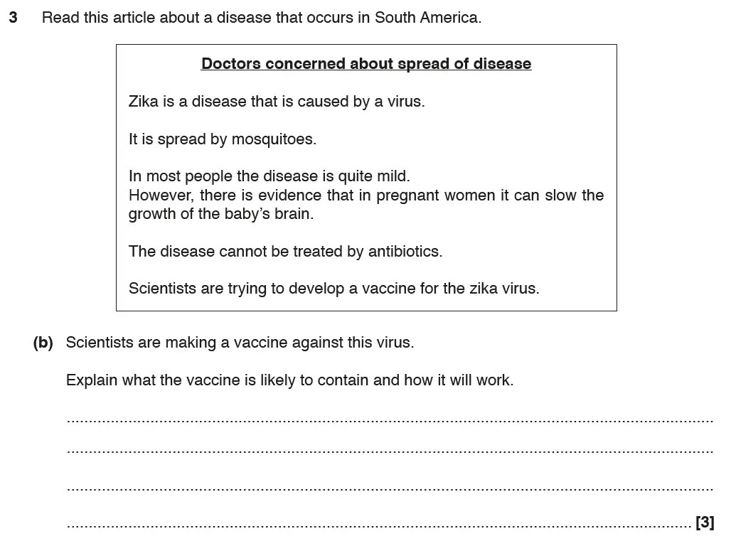 Question 6 - GCSE OCR Higher Biology Past Paper 1 - June 2017