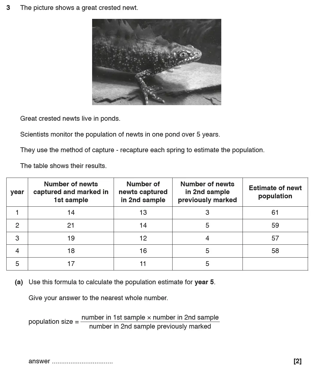 Question 4 - GCSE OCR Higher Biology Past Paper 2 - June 2017