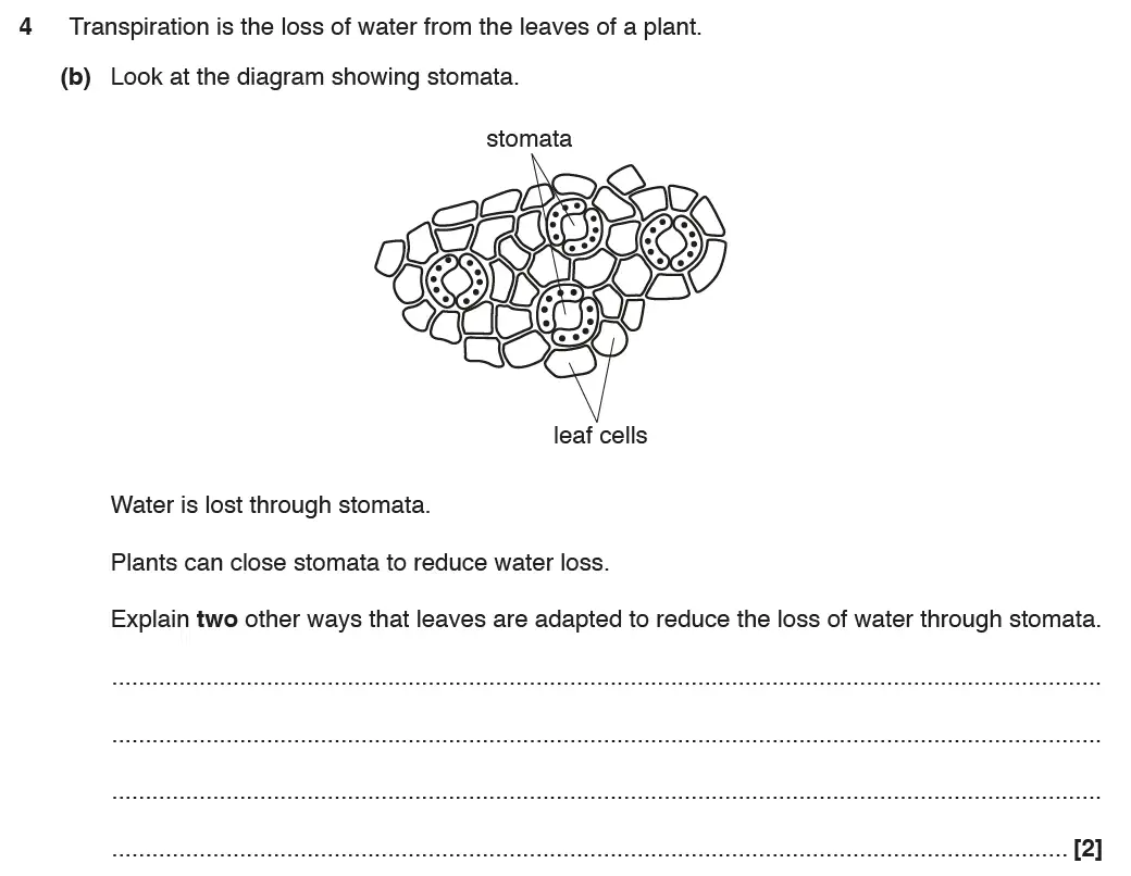 Question 8 - GCSE OCR Higher Biology Past Paper 2 - June 2017