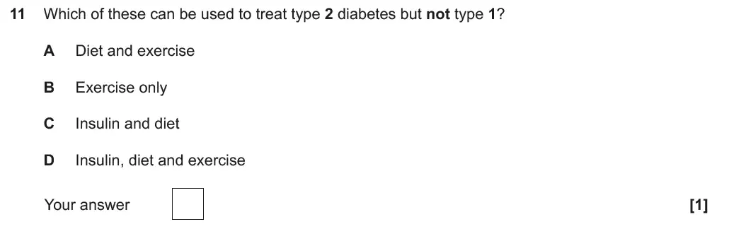 Question 11 - GCSE OCR Foundation Biology Past Paper 1 - June 2018