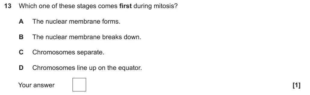 Question 13 - GCSE OCR Foundation Biology Past Paper 1 - June 2018