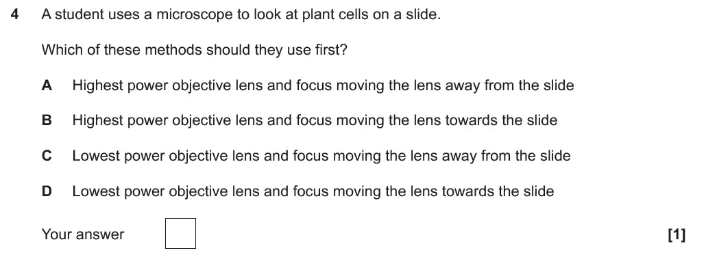 Question 4 - GCSE OCR Foundation Biology Past Paper 1 - June 2018
