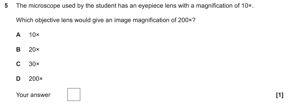 Question 5 - GCSE OCR Foundation Biology Past Paper 1 - June 2018