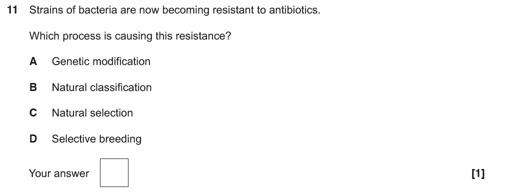 Question 11 - GCSE OCR Foundation Biology Past Paper 2 - June 2018