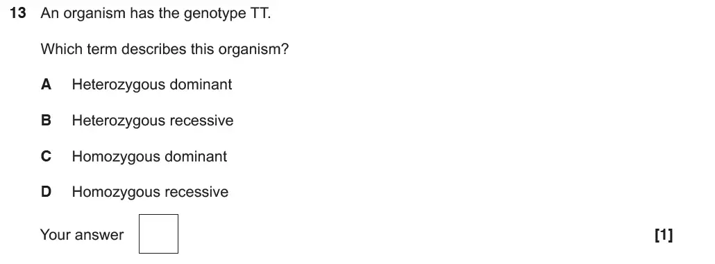 Question 13 - GCSE OCR Foundation Biology Past Paper 2 - June 2018