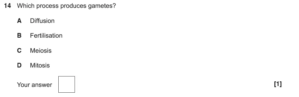 Question 14 - GCSE OCR Foundation Biology Past Paper 2 - June 2018