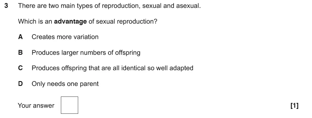 Question 3 - GCSE OCR Foundation Biology Past Paper 2 - June 2018