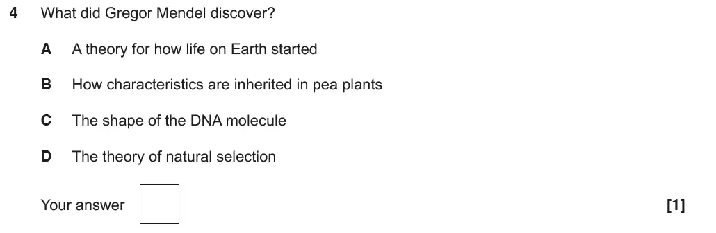 Question 4 - GCSE OCR Foundation Biology Past Paper 2 - June 2018