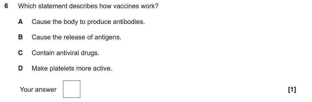 Question 6 - GCSE OCR Foundation Biology Past Paper 2 - June 2018
